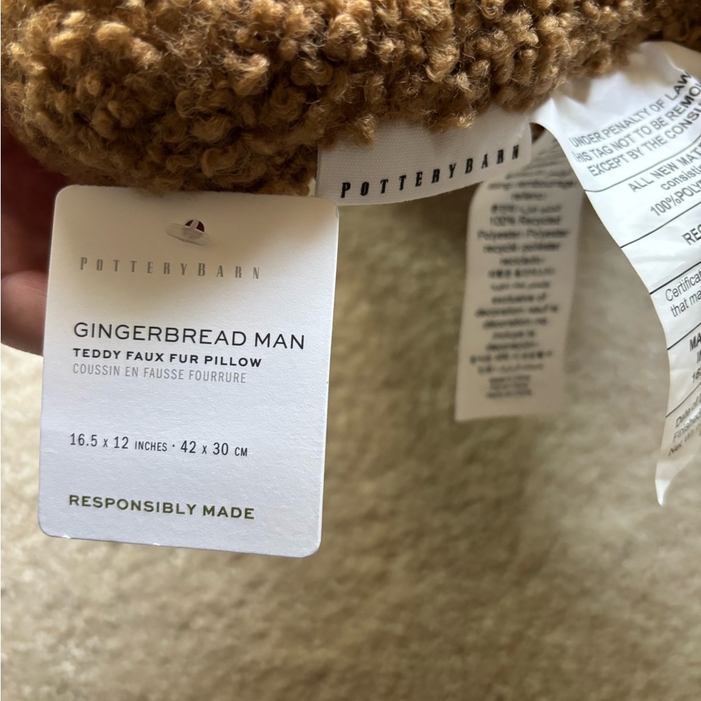 Pottery Barn Mr. Spice Gingerbread Shaped Pillow - Picture 5 of 6
